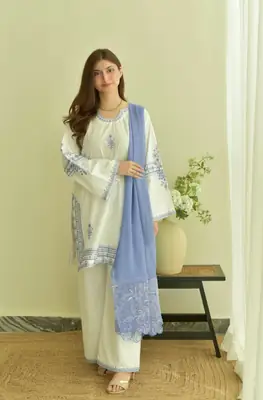 3 Pcs Women's Unstitched Embroidered Suit
