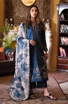 3 Pcs Women's Unstitched Embroidered Suit