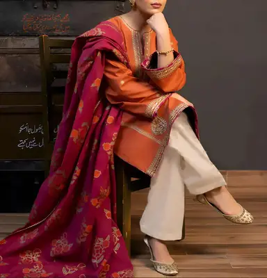 3 Pcs Women's Unstitched Embroidered Suit