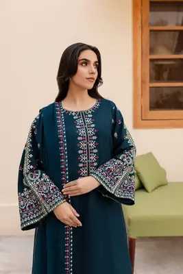 3 Pcs Women's Unstitched Embroidered Suit