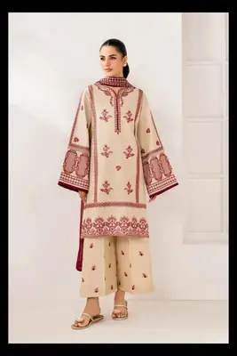 3 Pcs Women's Unstitched Embroidered Suit