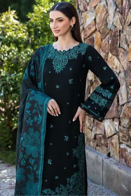 3 Pcs Women's Unstitched Embroidered Suit