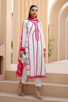 3 Pcs Women's Unstitched Embroidered Suit