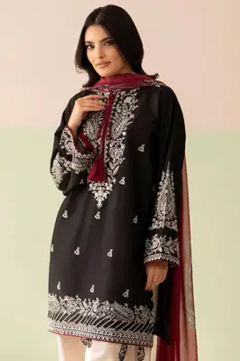 3 Pcs Women's Unstitched Embroidered Suit