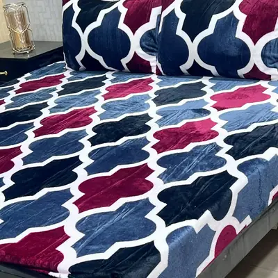 3 Pcs Fleece Printed Double Bedsheet