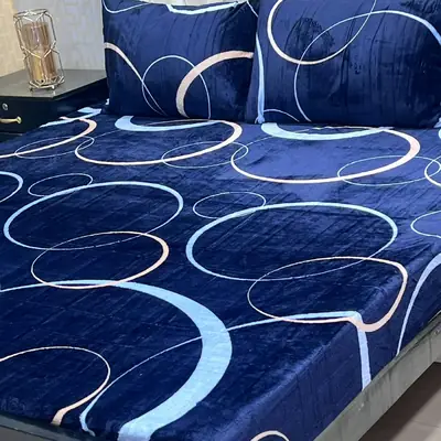 3 Pcs Fleece Printed Double Bedsheet