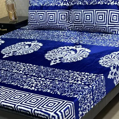 3 Pcs Fleece Printed Double Bedsheet