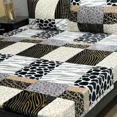 3 Pcs Fleece Printed Double Bedsheet
