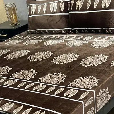 3 Pcs Fleece Printed Double Bedsheet