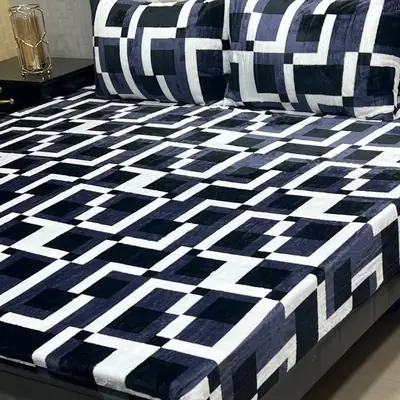 3 Pcs Fleece Printed Double Bedsheet