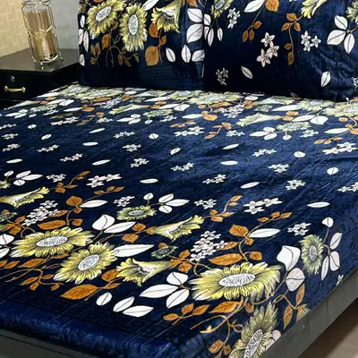 3 Pcs Fleece Printed Double Bedsheet