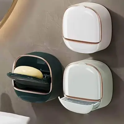 Wall Mounted Flip Soap Dish Holder Box