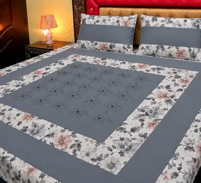 3 Pcs Cotton Patchwork Double Bedsheet
