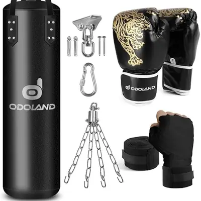 Premium Boxing Bag & Gloves with chain, hand band 4pcs set