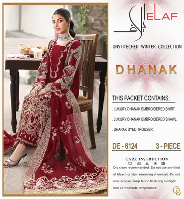 3 Pcs Women's Unstitched Embroidered Suit