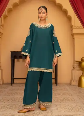3 Pcs Women's Stitched Chiffon Hand Work Maxi Suit