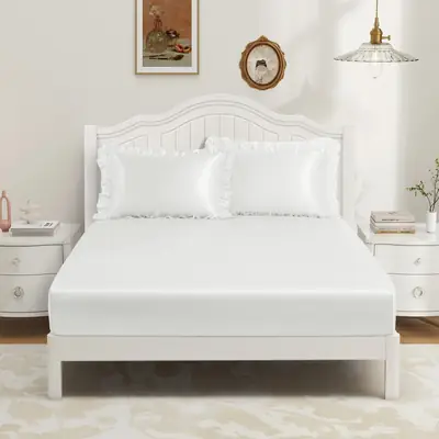 4 Pcs Crystal Cotton Plain Fitted Sheet