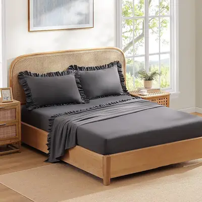 4 Pcs Crystal Cotton Plain Fitted Sheet