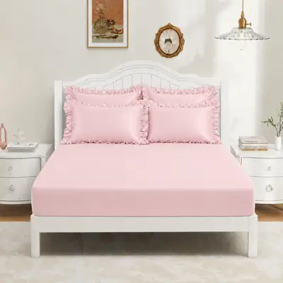 4 Pcs Crystal Cotton Plain Fitted Sheet