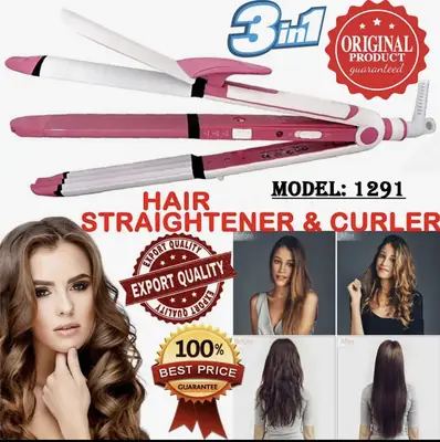 Kemei KM 1291 3 in 1 Hair Straightener Curler & Crimper