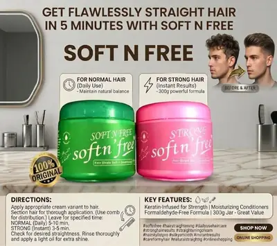 Soft n Free Green and Pink Hair Straightening Cream 300g