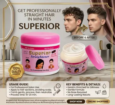 Superior Hair Straightening Cream 300g salon & home use