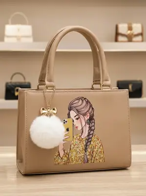 Girl's Leather Printed Shoulder Bag