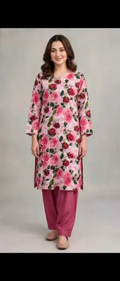 2 Pcs Women's Unstitched linen Printed Suit