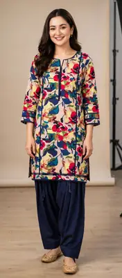 2 Pcs Women's linen Unstitched Printed Suit