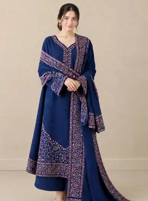 3 Pcs Women's Unstitched Embroidered Suit