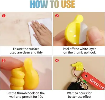10-Piece Silicone Thumb Wall Hooks