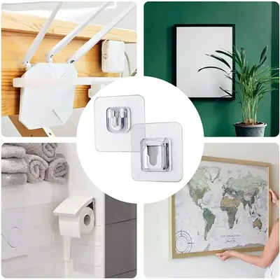 Pack of 10 Transparent Double-Sided Adhesive Wall Hooks