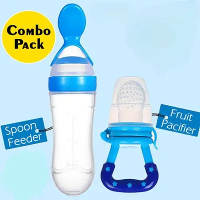 Baby Silicone Spoon Feeder Bottle with Free Fruit Pacifier