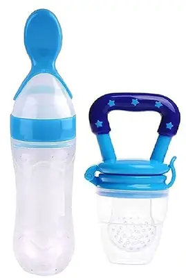 Baby Silicone Spoon Feeder Bottle & Free Fruit Pacifier