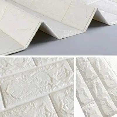 3D White Brick Wall Stickers Peel and Stick 70x77cm