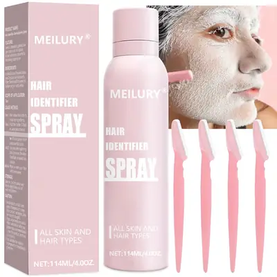 Hair Identifier Spray with 4 Dermaplaning Razors