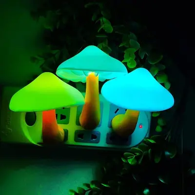 LED Mushroom Night Light with Light Sensor