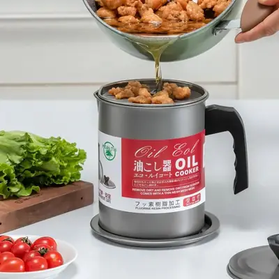 Stainless Steel Oil Filter Pot with Strainer and Lid