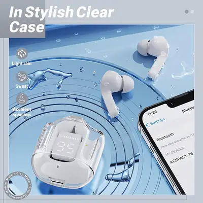 Air31 Transparent Wireless Bluetooth Earbuds with Pouch