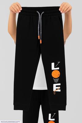 Black Unisex Trousers with Basketball Print for Kids thumbnail 3