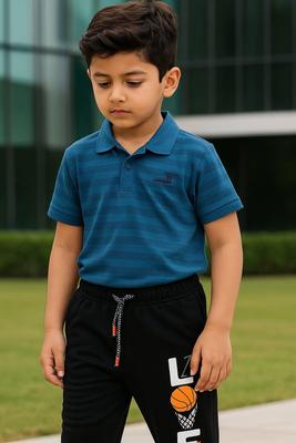 Black Unisex Trousers with Basketball Print for Kids thumbnail 2