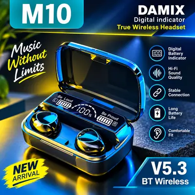 M10 Earbuds Black upto 280hr Standby Battery 5.3 Bluetooth