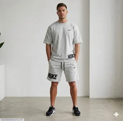 Men Dri Fit Printed Track Suit Grey 2 Pcs Slim Fit