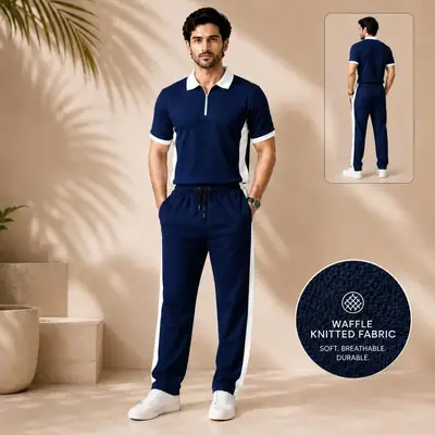 2 Pcs Men's Dri Fit Texture Track Suit thumbnail 2