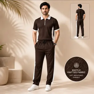 2 Pcs Men's Dri Fit Texture Track Suit thumbnail 2