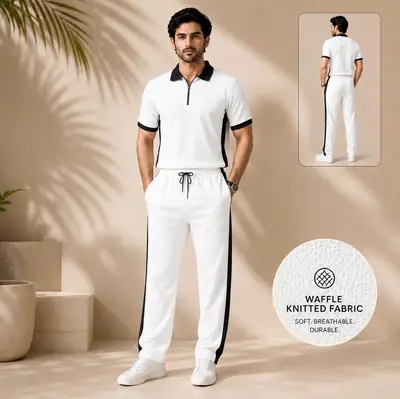 2 Pcs Men's Dri Fit Texture Track Suit thumbnail 2