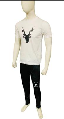 White T-Shirt with Black Antler Head Print Slim Fit thumbnail 3