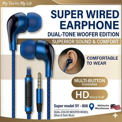 Pack of 3 Super Wired Earphone SY-806 | Heavy Bass