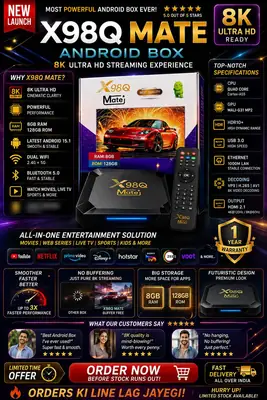 X98Q Mate 8K Android TV Box Ultra HD Smart Media Player