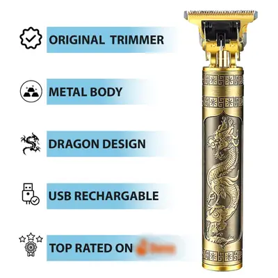 Pack of 2 T9 Vintage Dragon Carving Rechargeable Trimmer